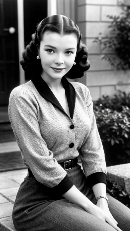 Vivien Leigh dressed in casual clothes and smiling