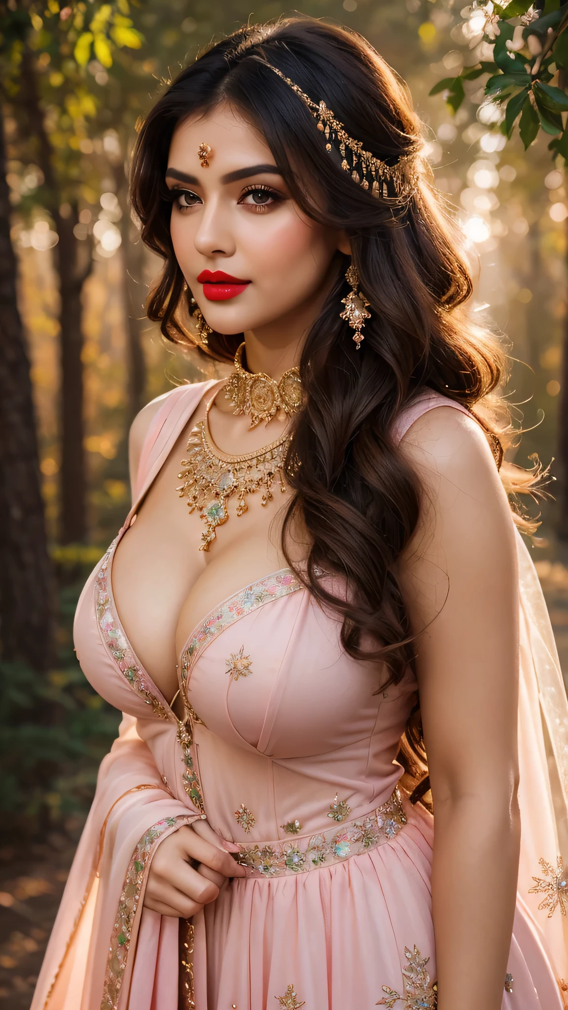 perfect pink eyes, fantastic face, Indian, beautiful look, ((red lips, bright eyes, curve heir 1.5)), ((beautiful details very big breast )), (Straight round and ultra huge clevage, big breast), A glorious gorgeous, glorious gorgeous face, pretty face, bright eyes, detailed elegant printed red hijab, updo elegant hair, blurred gray tones background, ultra focus, face ilumined, face detailed, 8k resolution, painted, dry brush, brush strokes, razumov style and garmash style, by Tokaito, (fluorescent colours:1.4),(semi transparent:1.4),(retro filters:1.4),(fanciful:1.4),Candy World Disneyland Ethereal Soft Fluffy Soft Landscape Forest Snowflake Pale Pink Sky Green Blue Sparkling Ethereal Light Soft Whimsical Light Rainbow Stars Diamond Sparkle Gemstone Background Ultra Realistic Ultra High Quality Cinematic Lighting Huge Details Full HD Painting Plenty of light,diagonal bangs, Dress with collar,side masterpiece, best qualityer,realskin,(sportrait:1.5), 1girll, bluntbangs, long whitr hair,