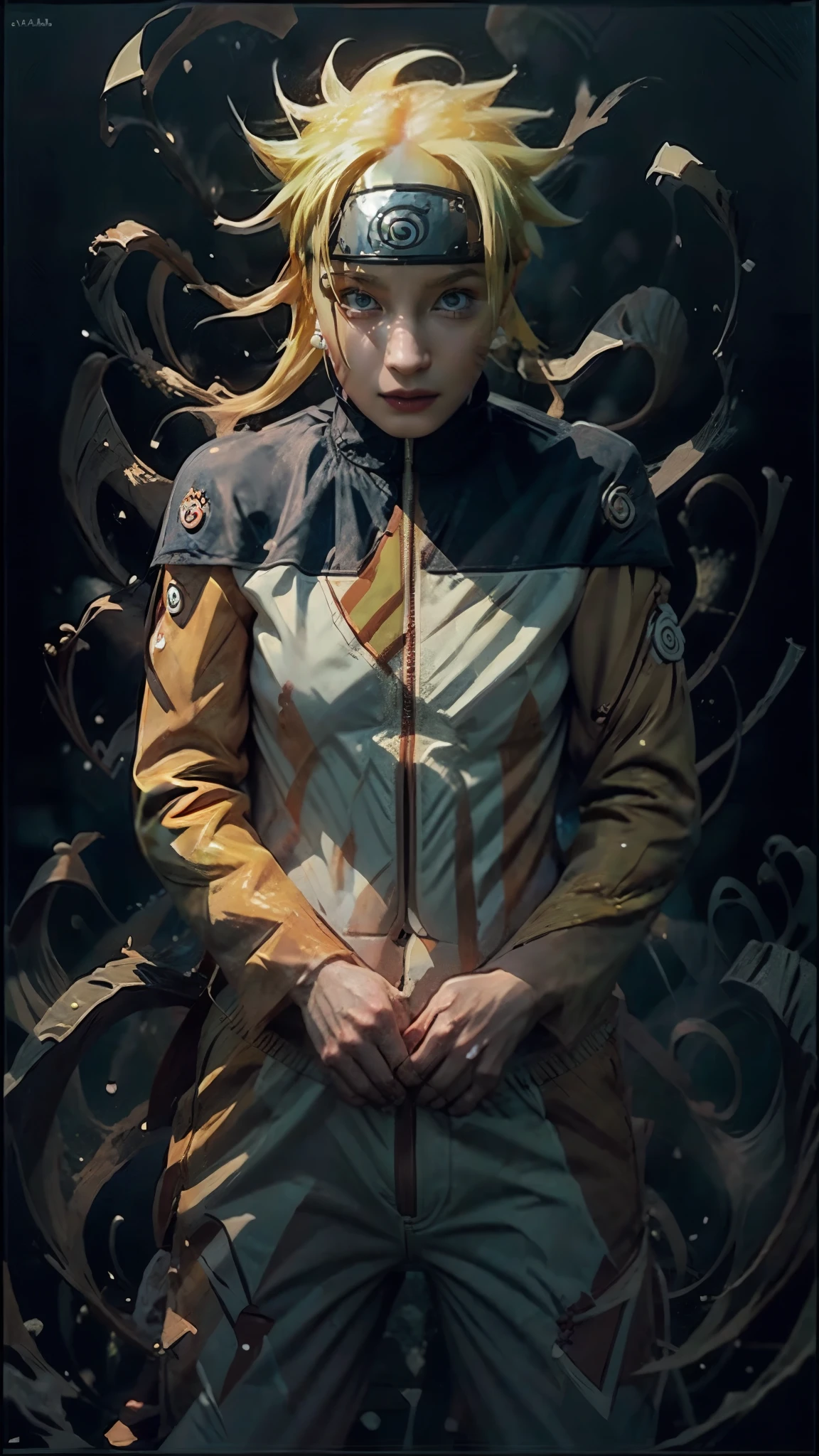 Moisturized skin, (red eyes), realistic body, (adult female body), energetic, (), (girl),
BREAK,
bright red lipstick, (beautiful navel), blonde hair, (detailed hair), (Naruto Uzumaki's clothes: 1.3),
BREAK,
((masterpiece + highest quality + high resolution + highly detailed)), (full body: 1.2), symmetrical, one shot,
BREAK,
(leaves fluttering), (wind blowing), (battle stance: 1.4),
BREAK,
(large Japanese sword), ninja clothes, inside a mansion, assassination, cut wound, kunai, fantastical, dynamic, Naruto Uzumaki's forehead protector,