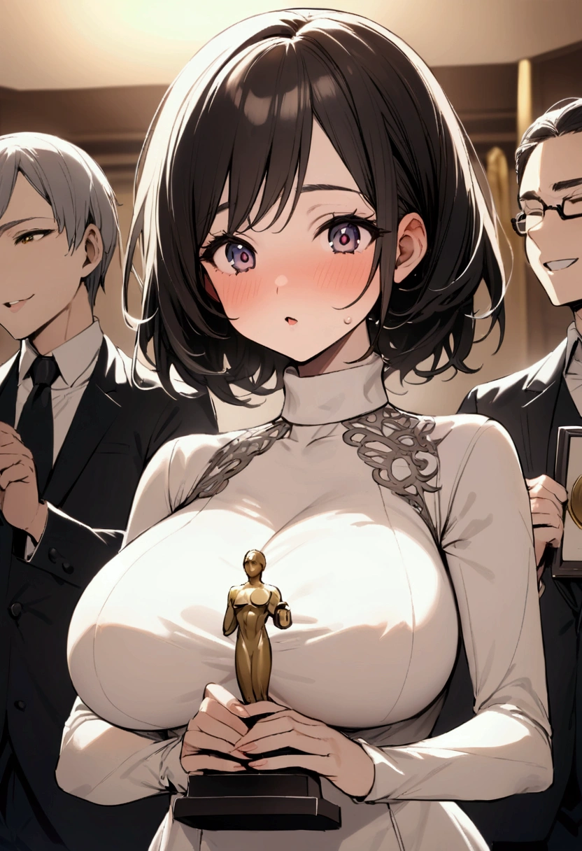 Big tits writer in turtleneck dress, Naoki Prize, The moment of receiving the award