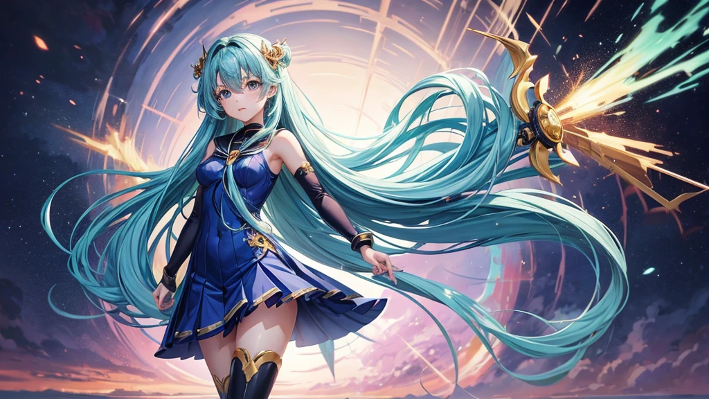 anime girl with long hair ful body ilustrationand a blue dress , anime moe artstyle, painted in anime painter studio, high quality anime artstyle, flat anime style shading, anime artstyle, smooth anime cg art, clean detailed anime art, detailed digital anime art, made with anime painter studio, kantai collection style, digital anime illustration, anime art style, kawacy