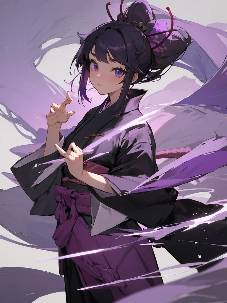 Wear a purple haori over a black kimono