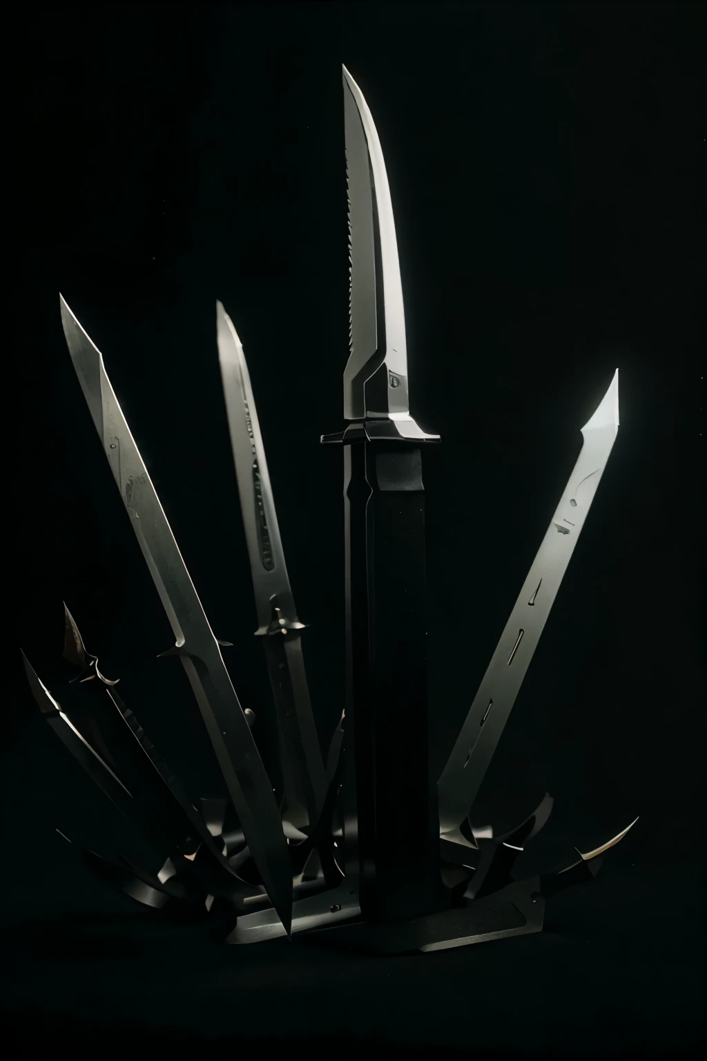 one long blade on a black background, realistic, hd, photorealistic, close up photo