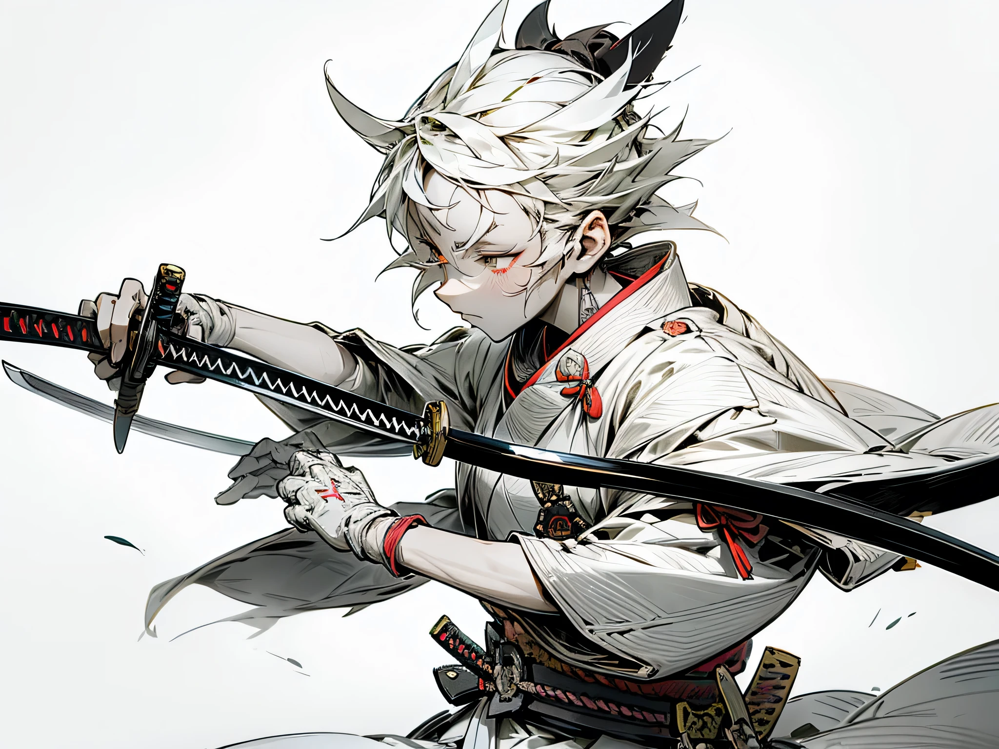 samurai katana, glowing light, focus on blade, simple desigine
