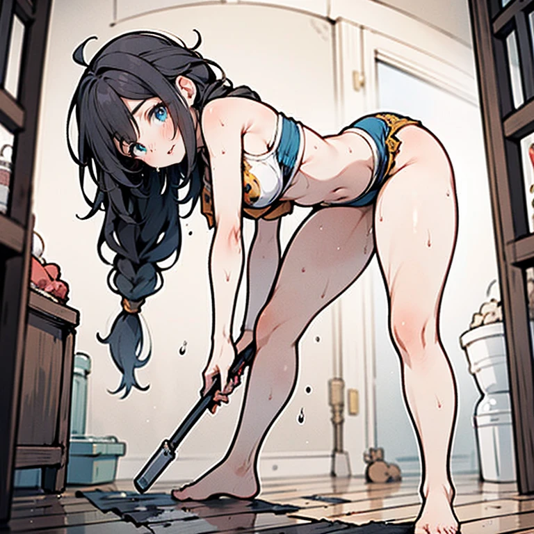 1girl, nsfw, XU_FU_FGO
BLACK_HAIR, HAIR_OVER_ONE_EYE, MOLE, MOLE_UNDER_EYE,  HAIR_ORNAMENT, HAT, BLUE_HEADWEAR, SHORT_HAIR, HAIR_STICK,  BROWN_EYES, TASSEL, STRAIGHT_HAIR, MEDIUM_HAIR, HAIR_BETWEEN_EYES, GEM, BRIDAL_GAUNTLET, empty eyes, forehead, large breasts, nipple, Walking, Cooking Classes, frozen, Wet, crying, Naked, (1girl) Blank look, Peeing, lactation, projectile lactation