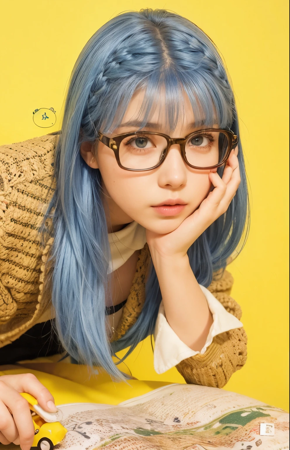 woman with blue hair