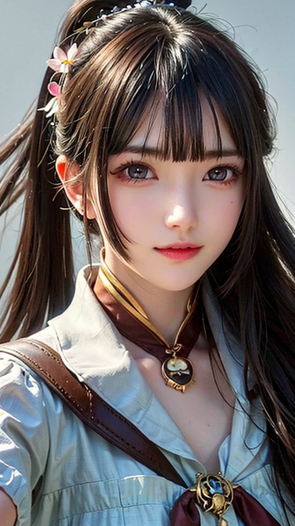 (masterpiece), (best quality), (ultra detailed),(disheveled hair),(illustration), (1girl), (Fashionable clothing), standing, Fashion model, looking at viewer, (interview), (simple background),beautiful detailed eyes, delicate beautiful face, Floating,(high saturation),(colorful splashes),colorful bubble,(shining), focus on face, ponytail, kamisato ayaka, light blue hair, bangs, hair ring, floating flowers, floating hairs, (shining), best lighting, best shadow,