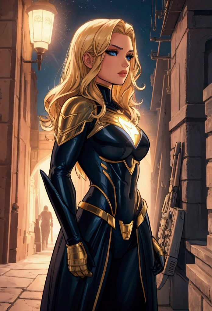 illuminated brunette, with blonde hair, dc comics