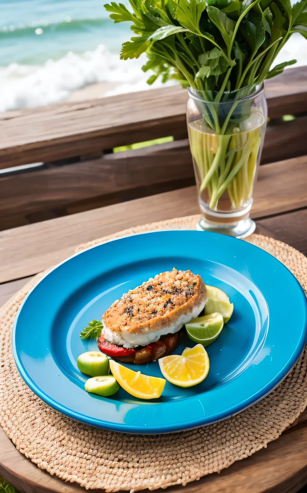 Crée une assiette healthy au bord de la mer 