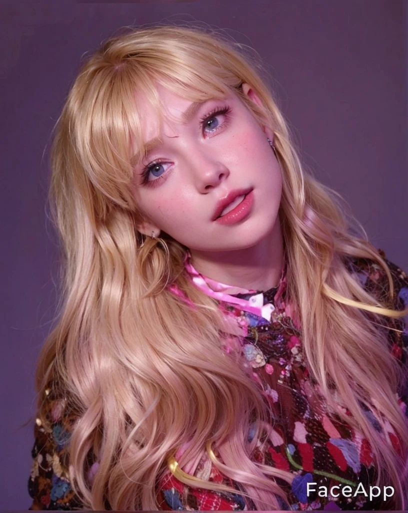 Blonde hair, wavy hair style, repair bangs, repair