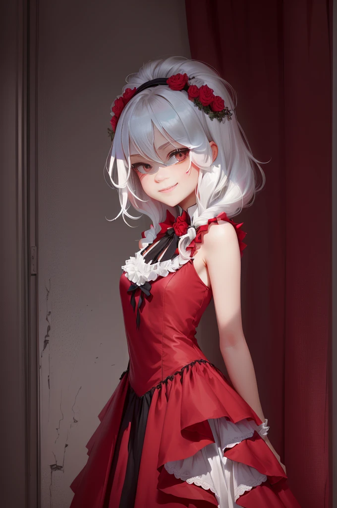 мультяшное изображение женщины in a dress и шляпе, in a dress, platoon style, абсурдистская волнистая клякса in a dress, Grayscale photo with red dress, high quality fanart, color sketch, cel - shaded art style, unknown art style, nasty grin, loish |, based on Pearl Frush