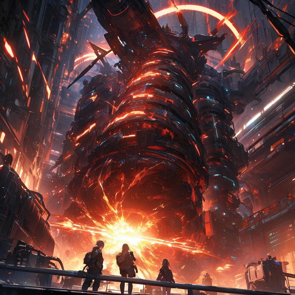 Top quality, masterpiece, resolution, power generation facility, futuristic mechanical technology, large plasma generator, plasma effects