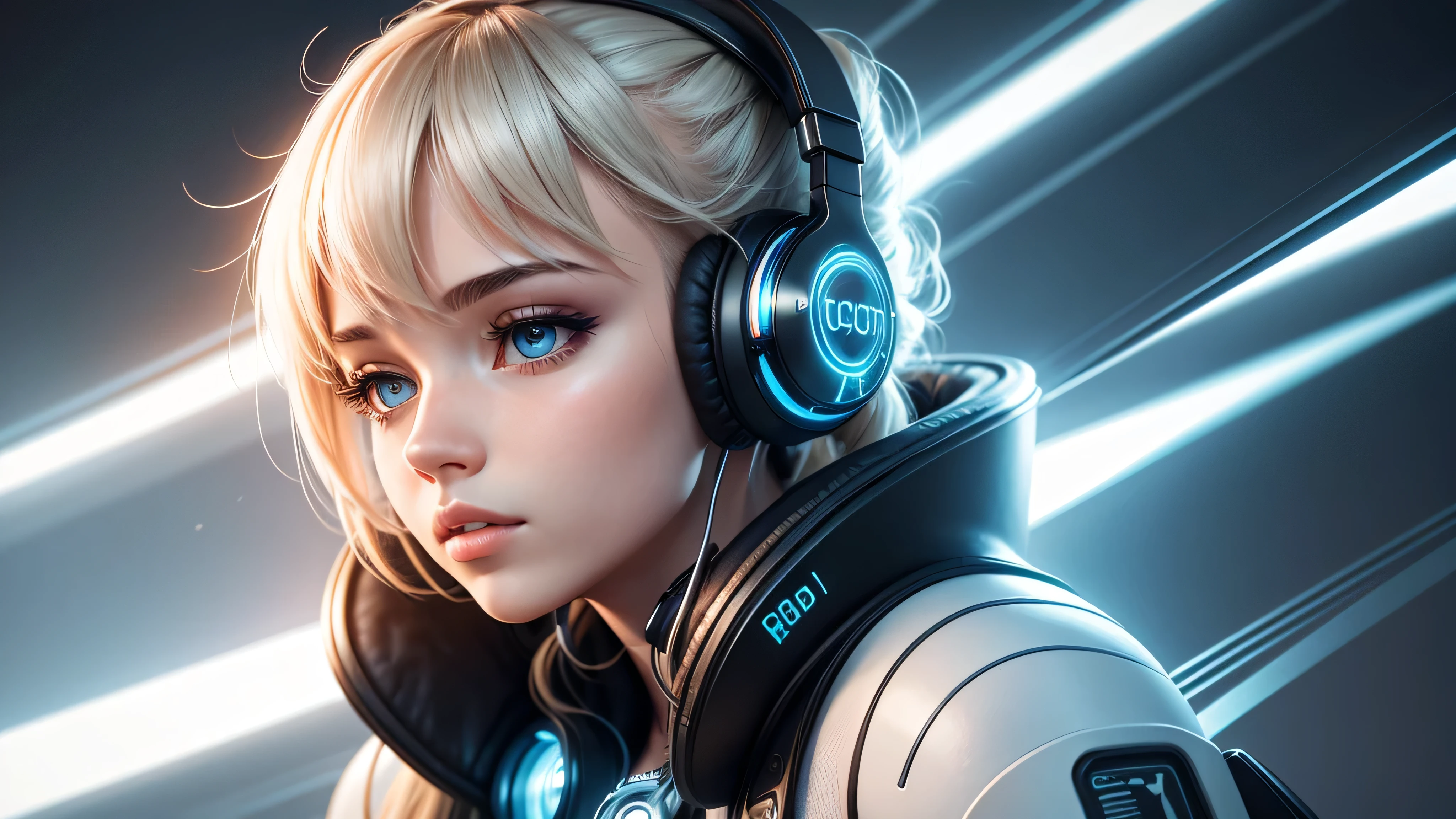 futuristic girl listening to music