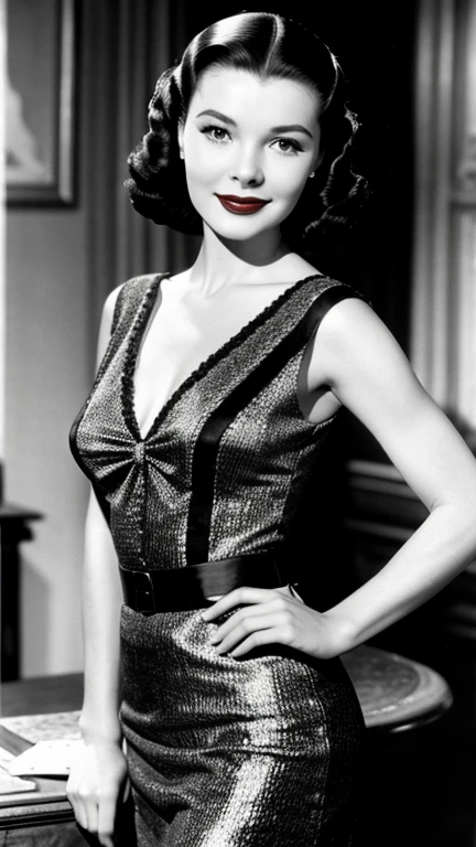 Vivien Leigh dressed in sexy mayor clothes with lipstick and smiling