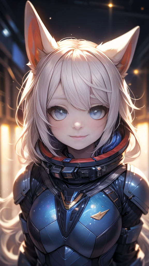 best quality, Ultra-high resolution, (realism: 1.4), Depth of Field, Pretty Face, (Pure face_v1: 0.8), Half Body, | | 1 Girl, Medium chest, (White hair: 1.3), Innocent smile, Natural Makeup, | | | Model pose, | | (Space suit: 1.3), (Blue Armor: 1.3), Sophisticated design, | | Space Background, Star_(Sky), moonlight, night, | |