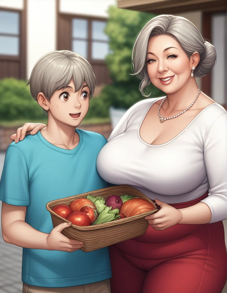 score_9, score_8_up, score_7_up, score_6_up, score_5_up, score_4_up, 1girl, open eyes, beatiful eyes, Tsunade Senju, naruto series, woman horny, apron, in a cafe, hug, smile, wooden floor, woman and shota hug huge breasts, cowboy shot, full body, size difference, age difference, floor, wet, horny, shota, small penis,
