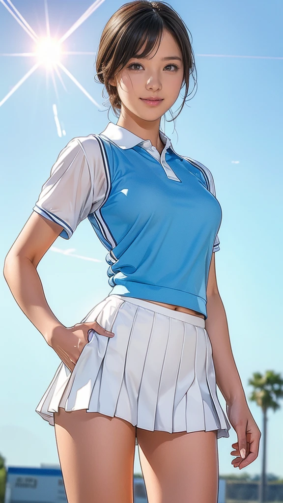 (masterpiece), Very realistic, A smile that seduces the viewer, (Wet transparent cropped white and light blue sports uniform:1.5, Beautiful Schoolgirl), The lower body and cameltoe are visible., short hair and white skin, (at the park), Close your hands, (Perfect Anatomy), 8k resolution, wonderful, elegant, Hyperrealism, Approaching perfection, dynamic, Very detailed, Smooth, Ultra-high resolution, Alchemy Smooth Upscale Images ,HD resolution, High Quality Boost, Contrast Boost, Professional alchemy,