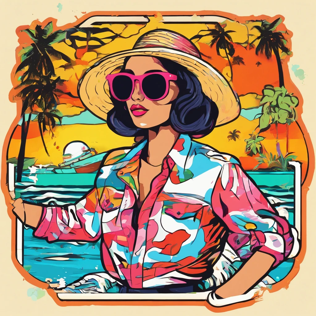 Make a cool sticker from this sentence, "Galadag Squad departed for Pangandaran beach", beach theme