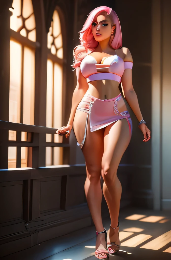 a fullbody of a woman with pink hair and a white top, beautiful comic art, style artgerm, seductive anime girl, artgerm portrait, artgerm. high detail, graphic artist artgerm, extremely detailed artgerm, artgerm and warren louw, artgerm greg rutkowski _ greg