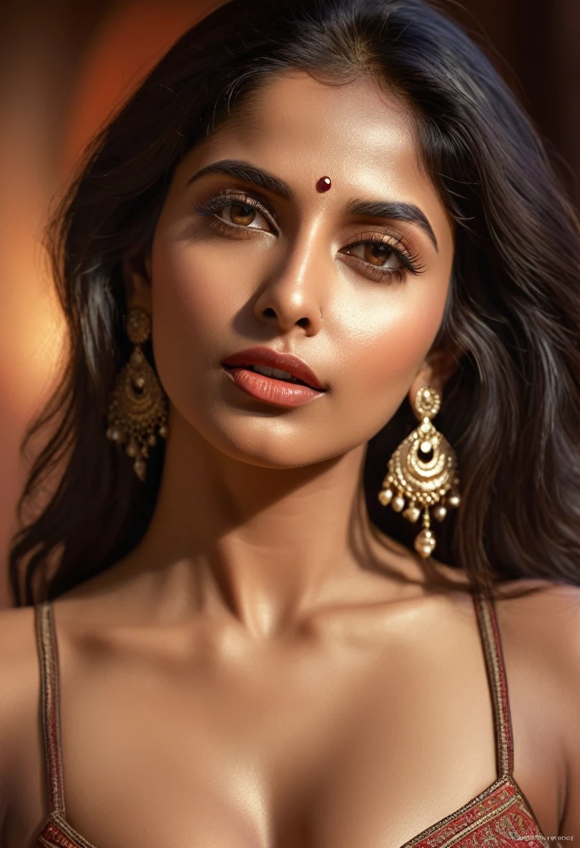 A beautiful Indian woman, detailed face and eyes, long lashes, sensual lips, elegant pose, seductive expression, young Caucasian male, athletic build, passionate intimate act, penetrating woman's ass, detailed dick, high quality, detailed anatomy, photorealistic, dramatic lighting, warm color tones, cinematic composition.