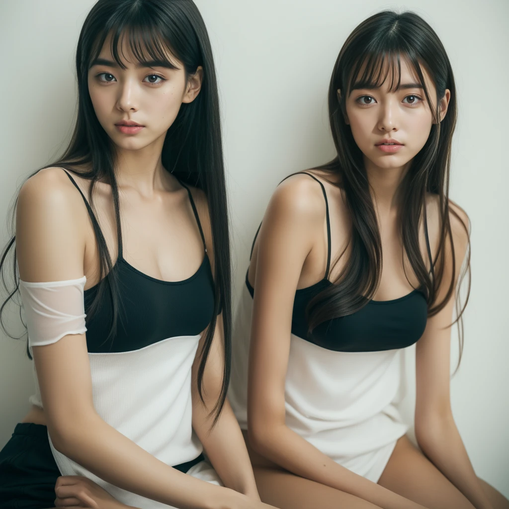 girl,camisole,Underarm,Black Long Hair Straight