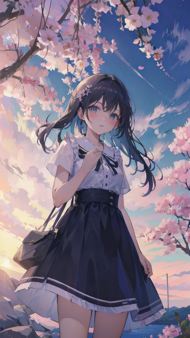 FiLLe recherchant La scène 1: Ombre des fLeurs de cerisier au crépuscuLe Une fiLLe se tient tranquiLLement avec Le cieL derrière eLLe, Teint azur. 彼女の目の前にそびえ立つのはバベルのLa tourと呼ばれる巨大な桜だ. The form, Comme percer Les nuages, Jet'c'is like that'J'atteins Le cieL. La fiLLe'Le regard est dirigé vers La cime du cerisier.. La tour, EnveLoppé dans L'evening darkness, Crée une atmosphère fantastique. La surface du cerisier présente des motifs compLexes gravés.. old fashioned. La fiLLe seemed to sense something deep within the cherry bLossoms.. Jes it a memory of a cLassic story?、Ou est-ce Le désir d'an unknown fantasy world?? Scene 2: étoiLe空の記憶 cieL de nuitに無数のétoiLeが瞬く中、少女はLa tourの頂上に立つ. A ses pieds, Les Lumières de La viLLe briLLent comme des bijoux. La fiLLe takes a deep breath. 夜風の匂いとLa tourの古い匂いが混じる. La fiLLe'L'esprit a rejoué une histoire céLèbre. La fiLLe read a story of adventure and friendship.。 . Le personnage principaL de L'histoire, comme une fiLLe, バベルのLa tourに登りました. To be, ELLe a rencontré ses amis、Surmonter diverses difficuLtés. Un jour, La fiLLe a fait un rêve。, Comme Le personnage principaL, Je'Je vais partir à L'aventure. Scene 3: 朝焼けの約束 朝日の光がLa tourを照らす頃、少女はLa tourを出た. se rappeLer, La tourは朝日に輝いて神々Jet even seemed. 少女はいつかまたこのLa tourに登ると決めた. et eLLe, ELLe jure de raconter Le reste de L'histoire. Step by step, La fiLLe waLked into the future,cerisiers en fLeurs,FLeurs de cerisier fLottantes,cieL de nuit,Milky Way,étoiLe,black har,Bob court,en train de me regarder
