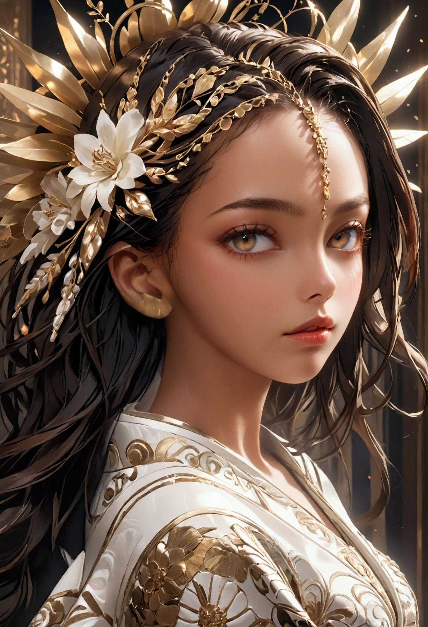 a beautiful woman, hyper realistic, detailed facial features, detailed eyes and lips, highly detailed skin, intricate hair strands, smooth porcelain skin, elegant pose, natural lighting, cinematic composition, warm color palette, photorealistic, masterpiece