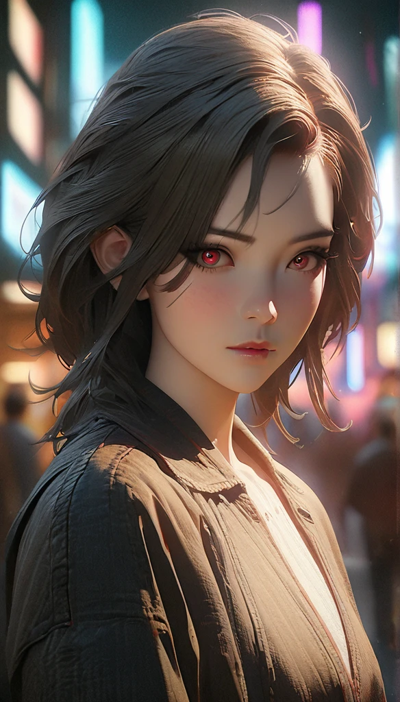 There was a woman standing on the roadside, Cyberpunk Art by Yang J, Popular topics on ArtStation, realism, guweiz style artwork, anime style. 8K, guweiz, Realistic anime 3D style, Popular topics on cgstation, 🤤 girl portrait, Surreal cyberpunk style, anime style mixed with fujifilm, Fantasy cyberpunk girl