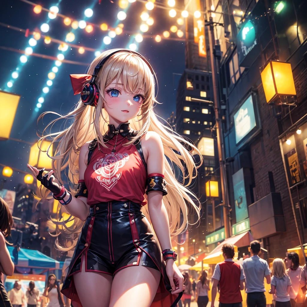 Festival, many people, lights, natta, gaben. Girl beatyfour