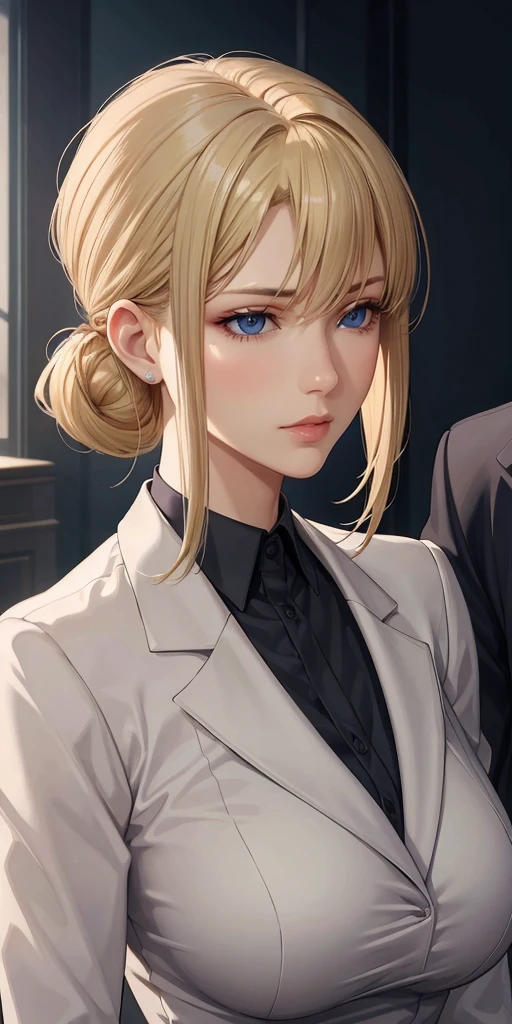 (masterpiece), Realistic, elegant mature woman, blonde, blue eyes, soft light, 4k resolution, high detailed, high quality, beautiful cg