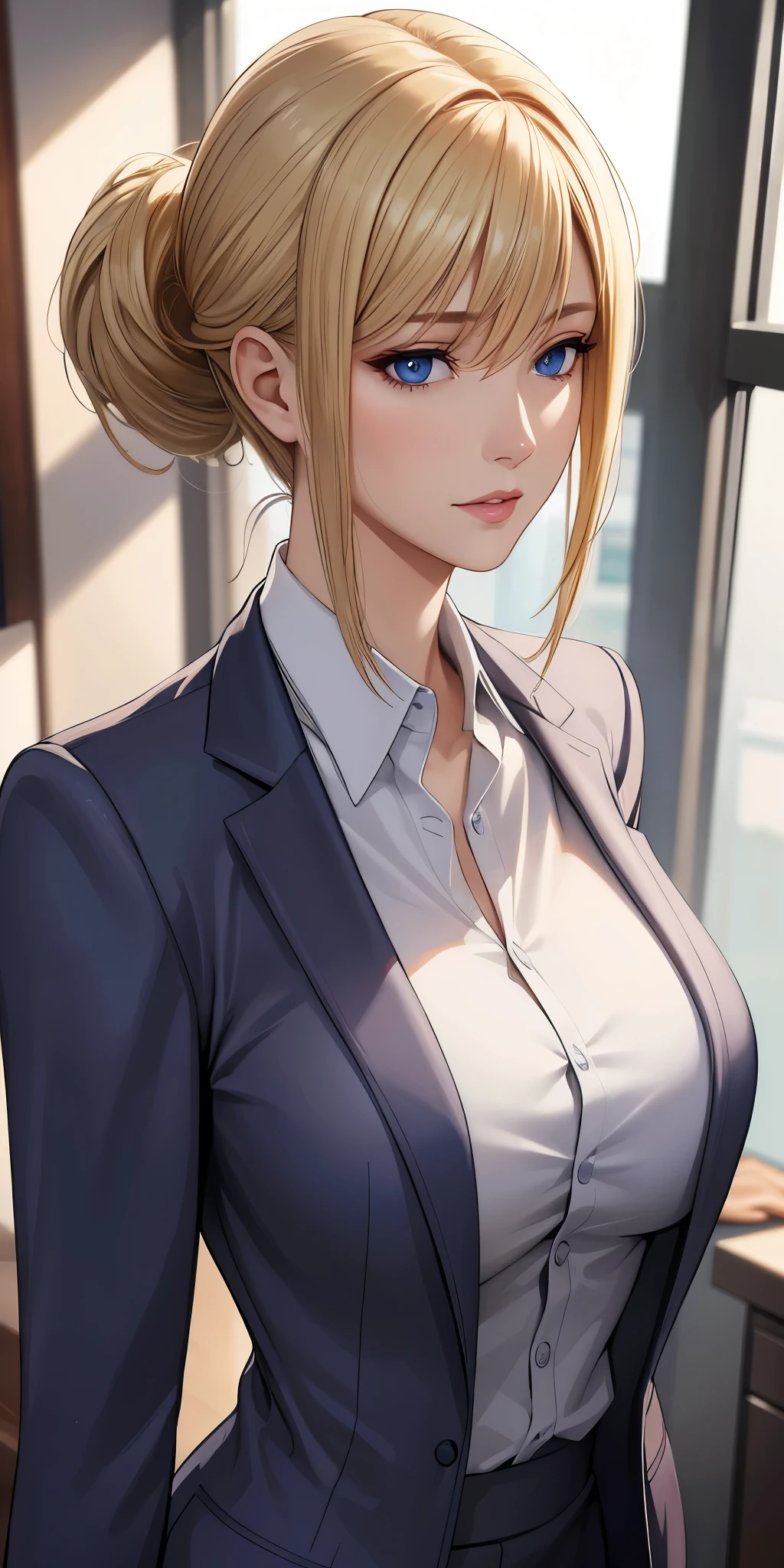 (masterpiece), Realistic, elegant mature woman, blonde, blue eyes, soft light, 4k resolution, high detailed, high quality, beautiful cg