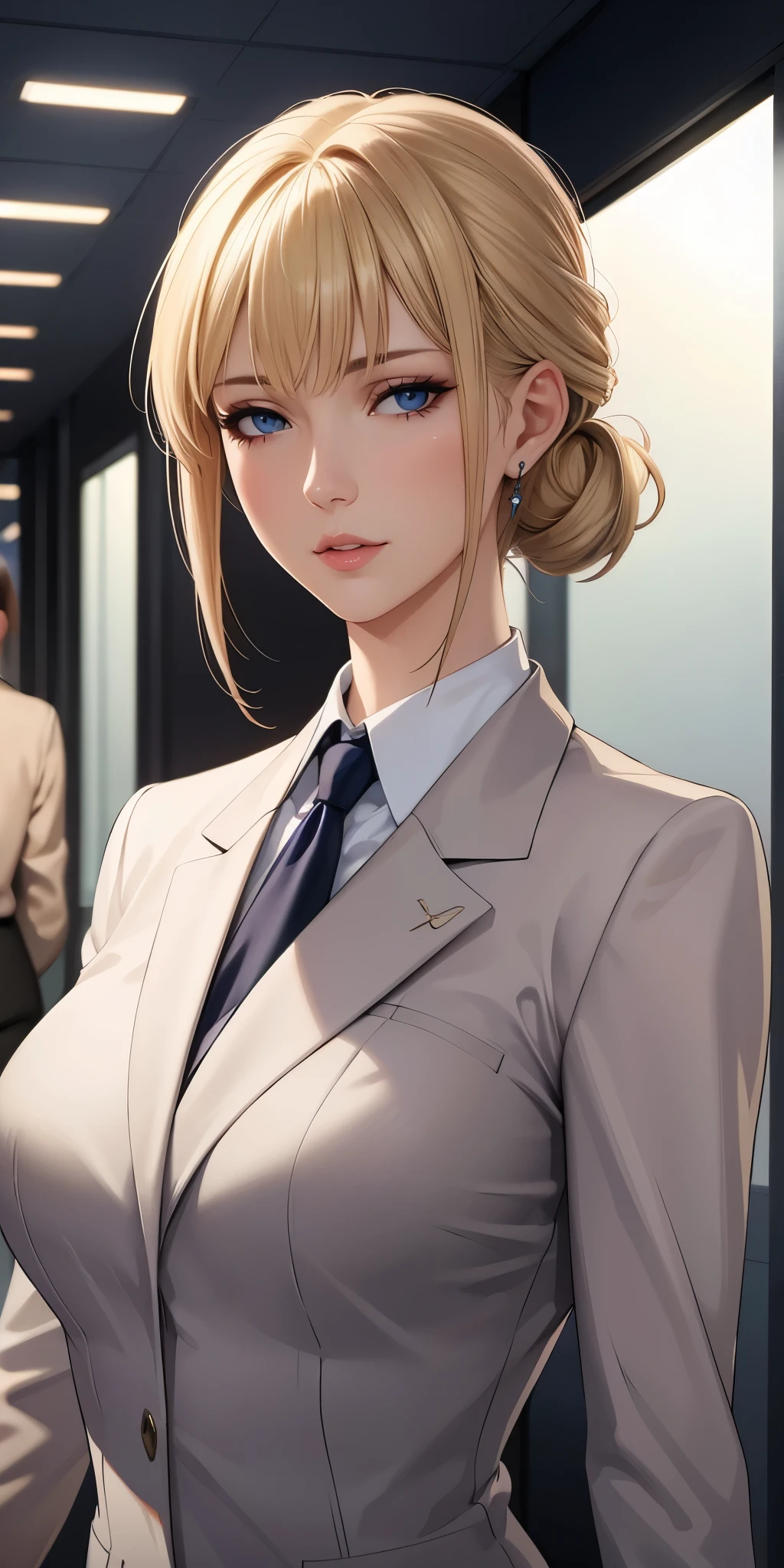 Close-up portrait, elegant mature female, blonde, blue eyes, soft light, 4k resolution, high detailed, high quality, beautiful cg