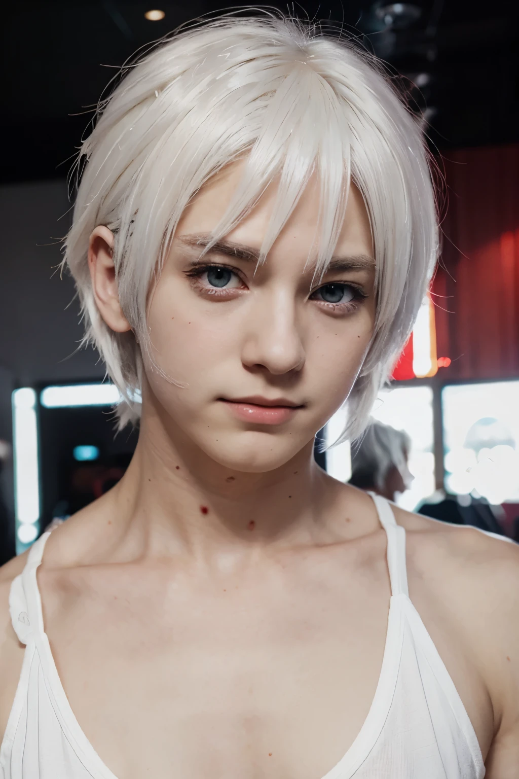 White haired and red eyed anime boy