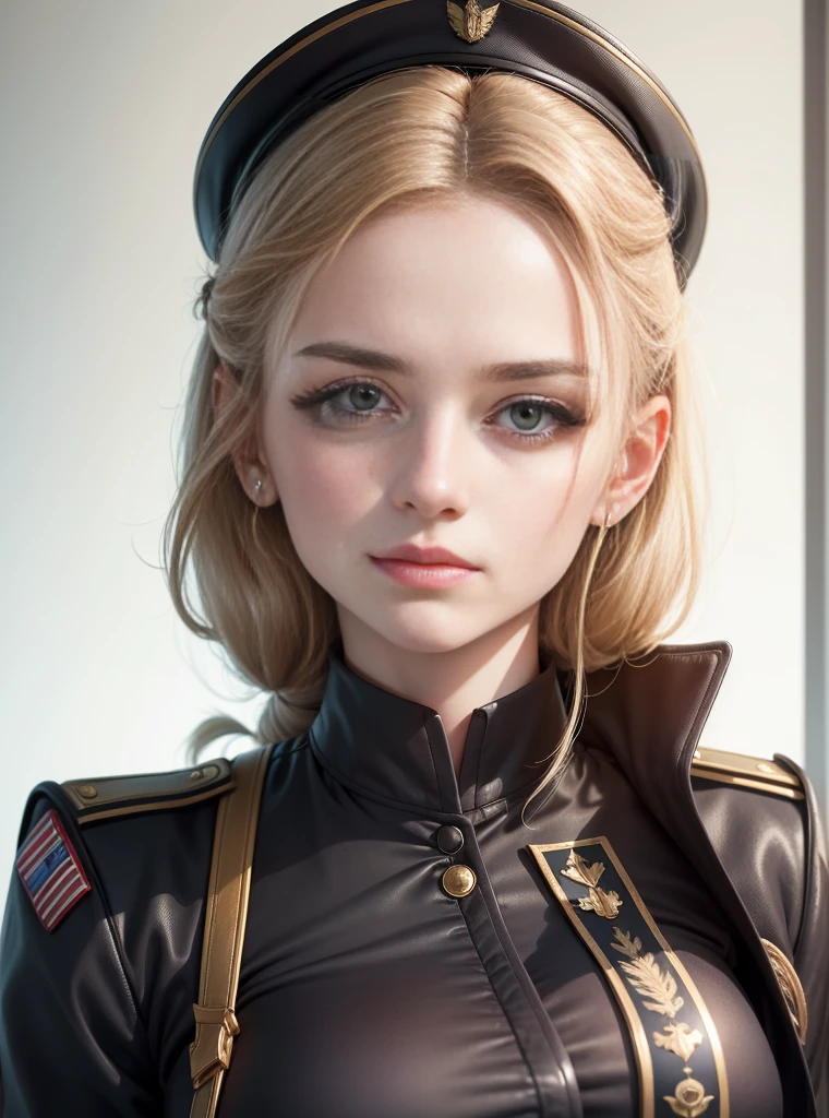 ((high qulity)), ((tmasterpiece)), 8k, 2girls, full bodyesbian,Black military uniform,Indifferent eyes