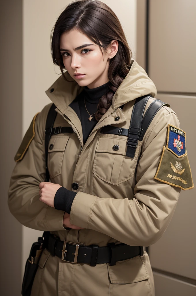 Make me a masculine man with the image in the army and him being a soldier