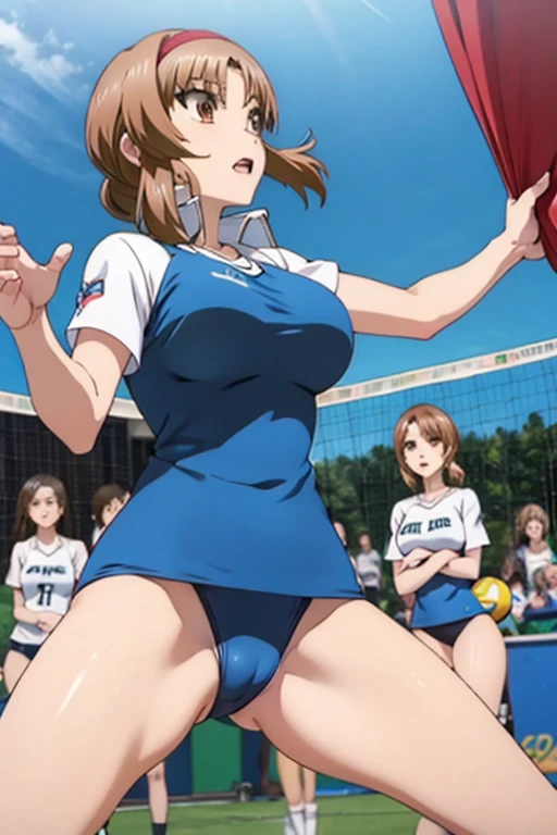 Volleyball uniform pussy line spread legs