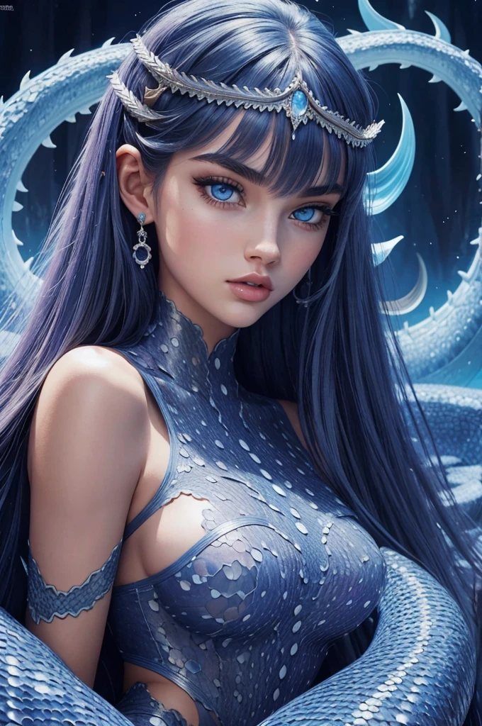 Megan Williams, ultra detailed face, detailed blue eyes, long hair, (((lamia, masterpiece)))