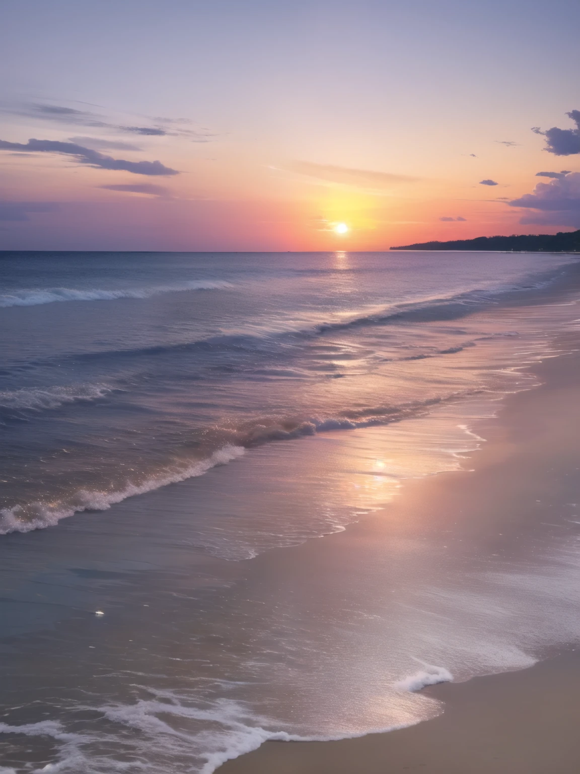 summer sky, sunset, outdoors, sunset, island, beach, sand of the Sea floor,