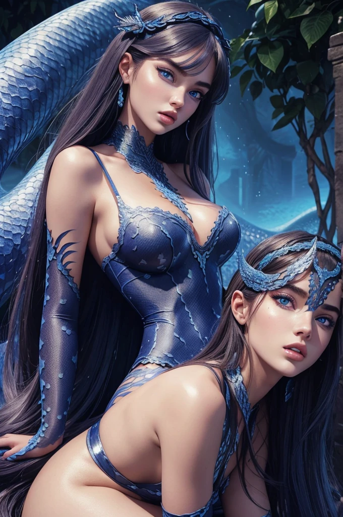 Megan Williams, ultra detailed face, detailed blue eyes, long hair, (((lamia, masterpiece)))