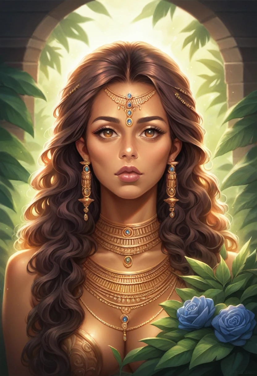 realistic, high quality, intricate details, dramatic lighting, photorealistic, 1girl, beautiful detailed eyes, beautiful detailed lips, extremely detailed face and skin, long eyelashes, Indian, desi, village woman, , , alluring expression, flowing hair, colorful traditional clothing, ornate jewelry, golden skin tones, natural setting, lush greenery, warm lighting