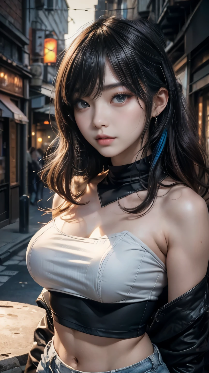(Genuine, High resolution:1.3)、((High Reality, 8k, masterpiece: 1.3)), ((Very detailed)),(Realistic:1.2),8k,(High resolution),(Written boundary depth:1.2),(Written boundary depth:1.3), (Highest quality:1.0), (Very detailed CG 8k 壁紙), (超High resolution:1.0),concentrated: 1.2, Perfect Body Beauty: 1.4, Hip: 1.2, (Layered Haircut: 1.2)), (Dark Street: 1.3), Very detailed顔と肌の質感, Delicate eyes, double eyelid, White skin, Long Hair, (Round face: 1.5), (loose crop top, Shorts: 1.6)、(Very delicate and beautiful), (Tabletop), Beautiful lighting ,Perfect Lightning, Genuine影,Detailed skin, Very detailed (((colorful))),(Amazing photos of beautiful Japanese women),(Character Focus),Perfect Anatomy,(Professional Lighting),
(One Girl),(young),(Raise your arms),
View your viewers,(walk),
((Beautiful details)),(thin顔:1.2),Thick eyebrows,(Drooping eyebrows),((Glasses))、(We say:1.2),(Blue eyeshadow),Big eyes,(Brown eyes:1.3),((Big Breasts))、(smile),blush,(非常にDetailed skin),
(Lips parted:1.1),(Lips become thicker:1.2),(Glossy Lips),(lipstick)、Braiding,(Black medium hair),(Let me'Hair grows),((Wide forehead)),(thin:1.2),
(Ideal body type:1.1),(Tall body:1.2),Attractive thighs,Attractive waist circumference,
(Flat Chest:1.35), ( Visible through clothing),(Muscular:1.25),(Skin-tight clothing:1.3),
(ハイカットデニムShorts:1.4),(White tube top:1.3),Looking into the camera, Cowboy Shot, I'm looking forward to, Standing posture, Contrasting, Dynamic Lighting,