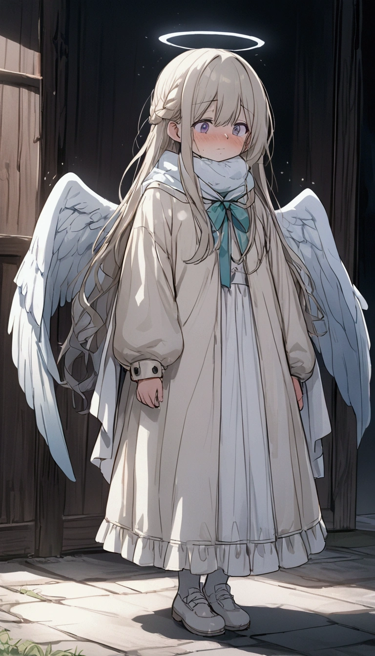 anime. Young woman. an angel. a cold, runny nose.sneezes. standing. full length.  Full body. 8 K. Ultra high quality. Highest resolution.