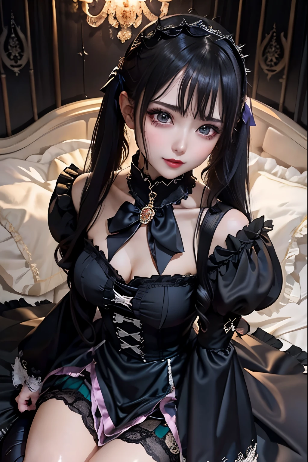 ハードなDark Gothicメイク、Black dark eyeshadow、sad、Good skin radiance、Dark Gothicメイク、Dark smile、palace、The beauty of fragrance、24-years-old、Expressions of intense sexual pleasure、Embarrassed look、Dark Gothic、Highest quality、Expression of sexual pleasure without pain、Drunk face、Purple maid outfit、mysterious、noble、Loving smile、Twin tail hair、Right eye is blue、Left eye is red、Super tempting pose、Platform heel shoes、Heavy makeup、Gothic ta Clothing、Silver Hair、Long Hair Straight Hair、Cute Gothic Loliress、Beautiful Face、Elegant face、Attractive face、Stained glassの背景、Chest glistening with sweat、The room is dark、goth long dress、Bell Sleeves、Wizard Sleeve、Decadent look、Sexually excited expression、Wet shiny thigh water、Thighs that are wet and shiny with oil、Background of a room full of roses、Sad look、Rose Maiden、The embroidery is pink、The dress has pink embroidery.、Thigh-high socks、Knee-high socks、Gentle expression、Dark black eyeshadow、Stained glassとバラの背景、Thighs are a little thin、Female Duo、Female couple、dark church background、Stained glass、Black metal world、Dark Castle、Dark Room、Slender body、gothic long dress、Victorian dress、Small breasts、With a glass of wine in your right hand、With a lantern in his left hand、The bed is covered with roses、Her thighs are shining with sweat、My body is wet and shiny、There is a lot of glitter on the thighs、I am sweating、My thighs are sticky with sweat.、My thighs are glistening with sweat、My whole body is sweaty and shiny、I sweated a lot.、My thighs are sweaty、My wet thighs are glistening with sweat.、There is a lot of sweat shining all over my body、Slender body、I rest my head on the pillow、Sleeping in bed、Beautiful legs、Outstretched legs、Lying in bed、Lying on your back in bed、The legs are quite thin、Thin legs、On all fours、Knee Up、Kneel、Slender thighs、Put your arms behind your back、Kneel、Super beautiful straight hair、Straight hair to the ends、Straight Perm Hair、