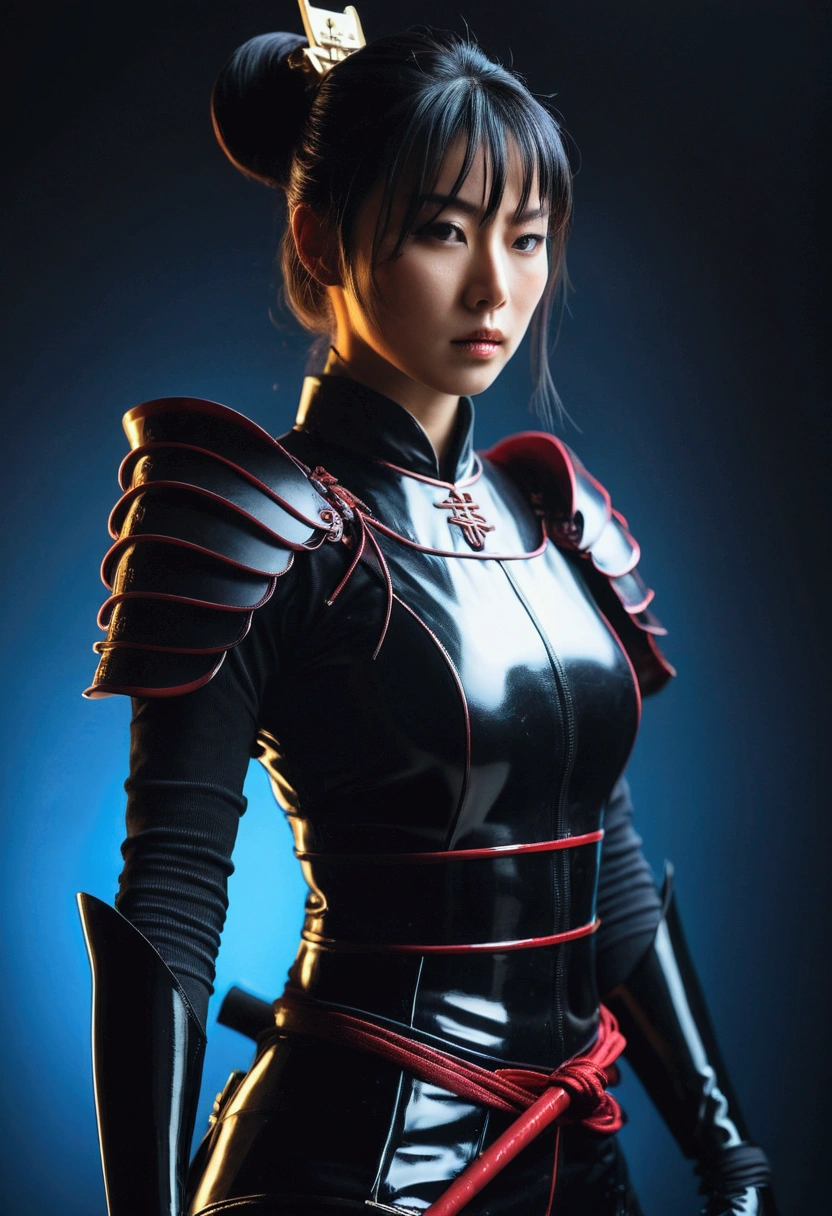 Samurai girl in latex suit 