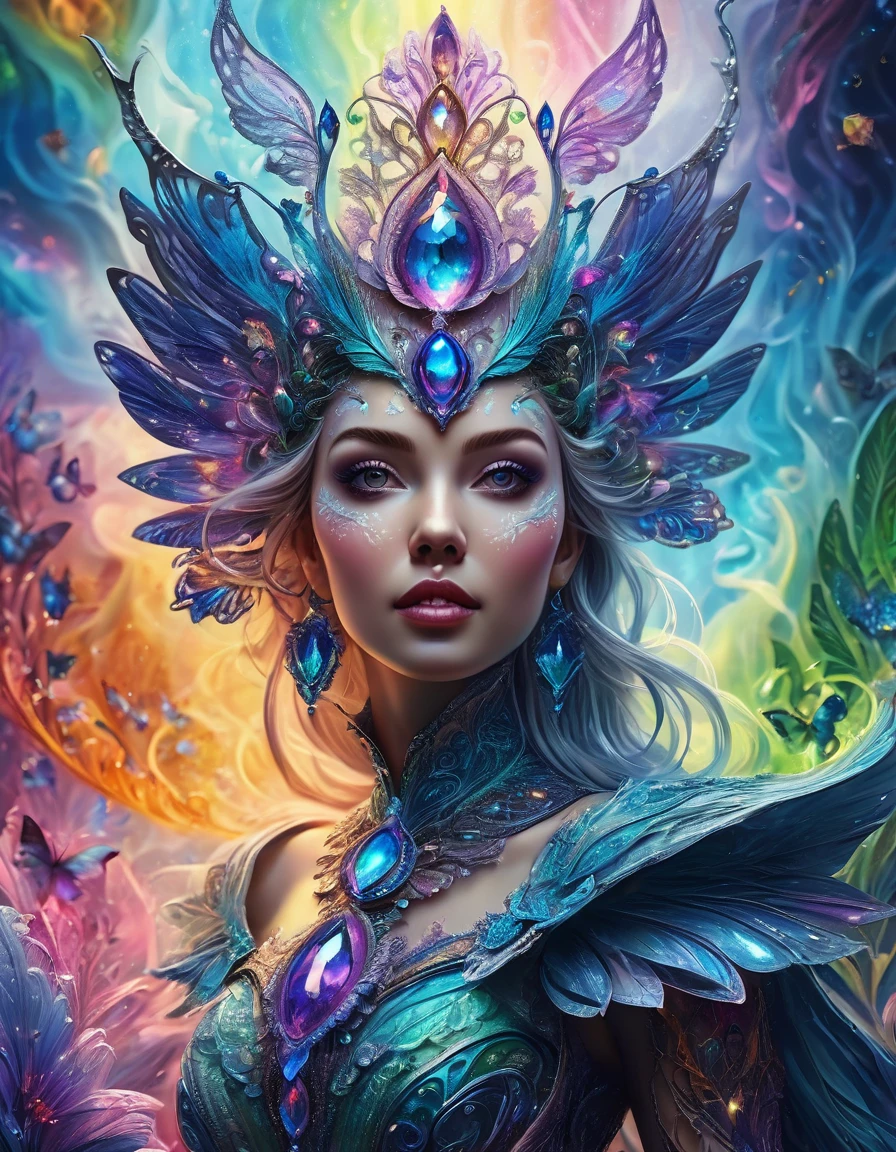 (best quality, ultra-detailed, realistic:1.37), captivating surrealism, mesmerizing female fantasy face, vibrant colors, ethereal atmosphere, intricate details, dream-like composition, otherworldly elements, seamless blend of reality and imagination, mind-bending visual experience, artistic masterpiece.