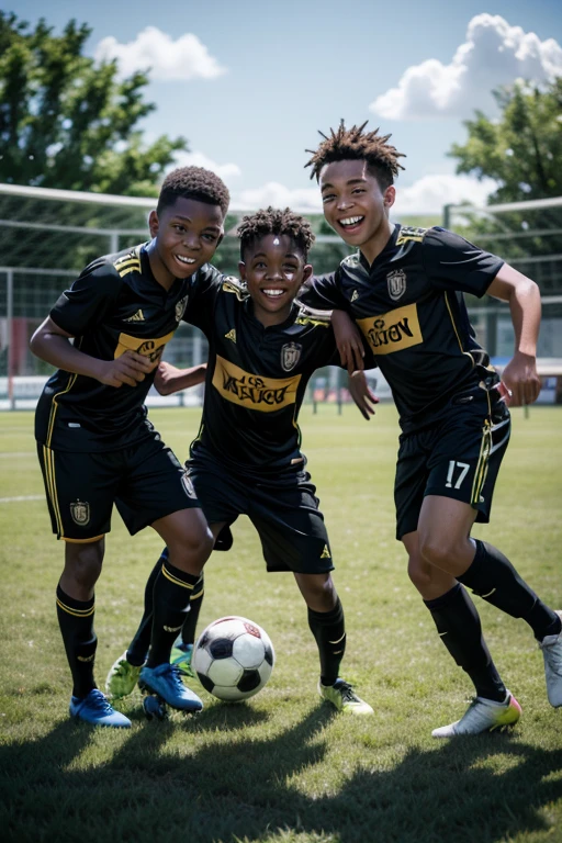 8k image of happy black boys playing soccer 