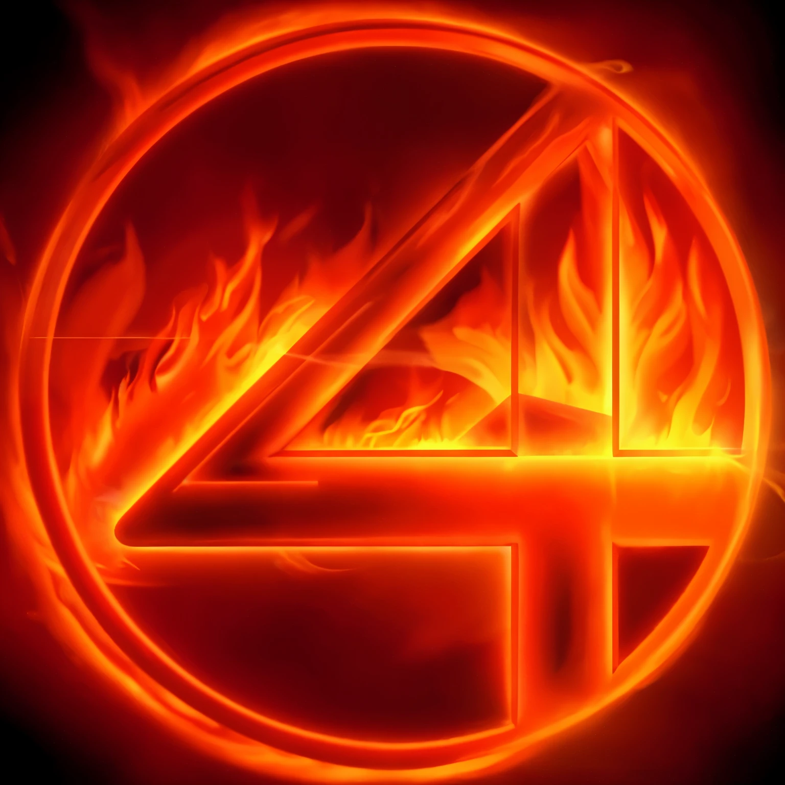 a Orange number four art with a Full of fire flames with a cinematic flare