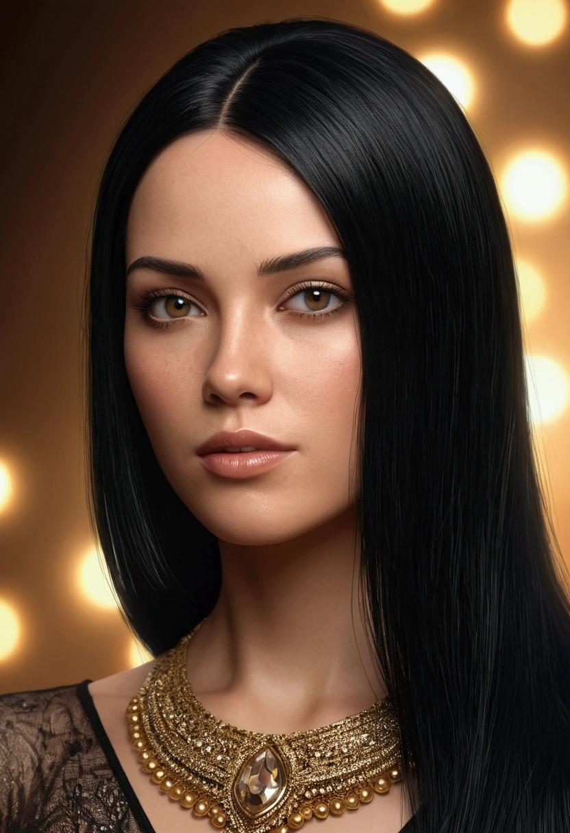 realistic image woman with straight black hair