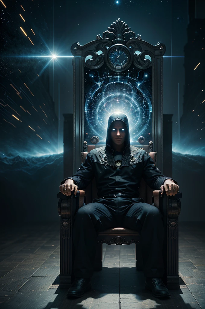 He's the one who move the entire universe. From the beginning of creation, he push and expand the universe forward and forward. He's the unstoppable son of Time.(( the God of the Dark Energy sits on his throne)),((fractal)),((deep wiew)),photographic,ultra high resolution,hyperdetailed, masterpiece, 3d modelling, abstract art, digital art.