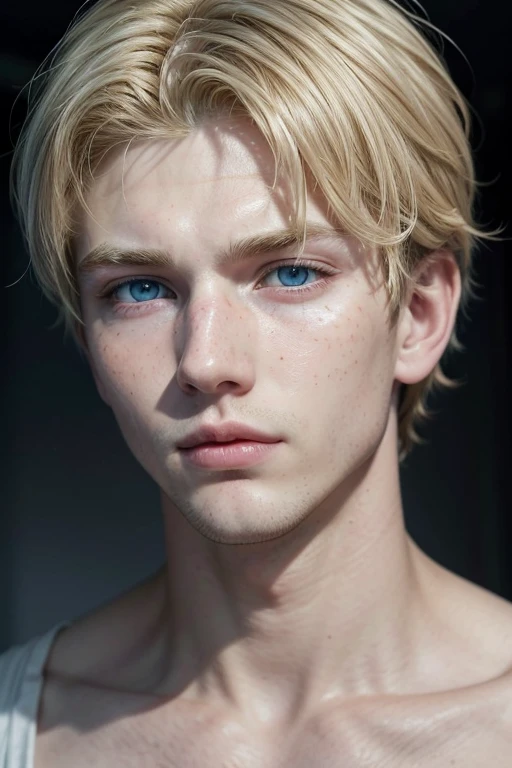 create a realistic image of a blond man with blue eyes